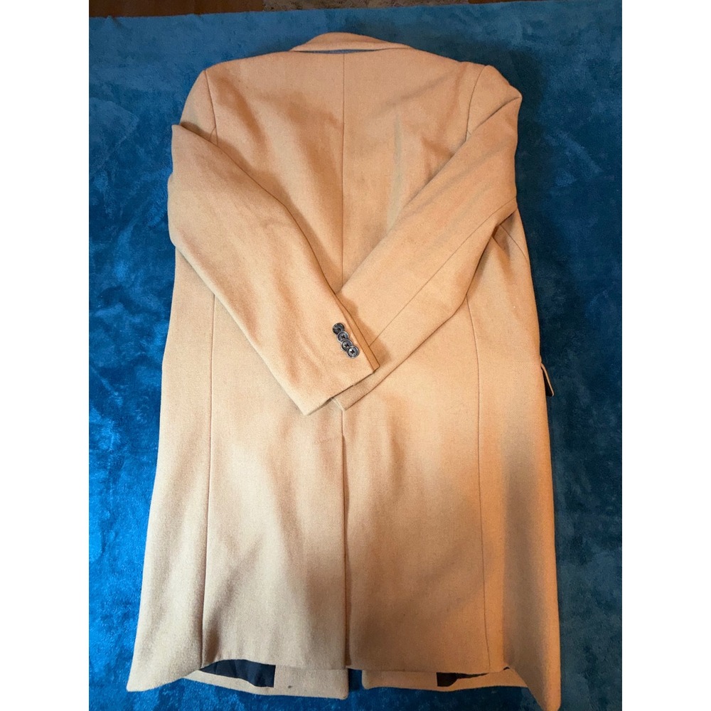 ASOS Mens Camel Wool Blend Overcoat Tan Longline Topcoat Jacket Size Medium - Picture 5 of 5